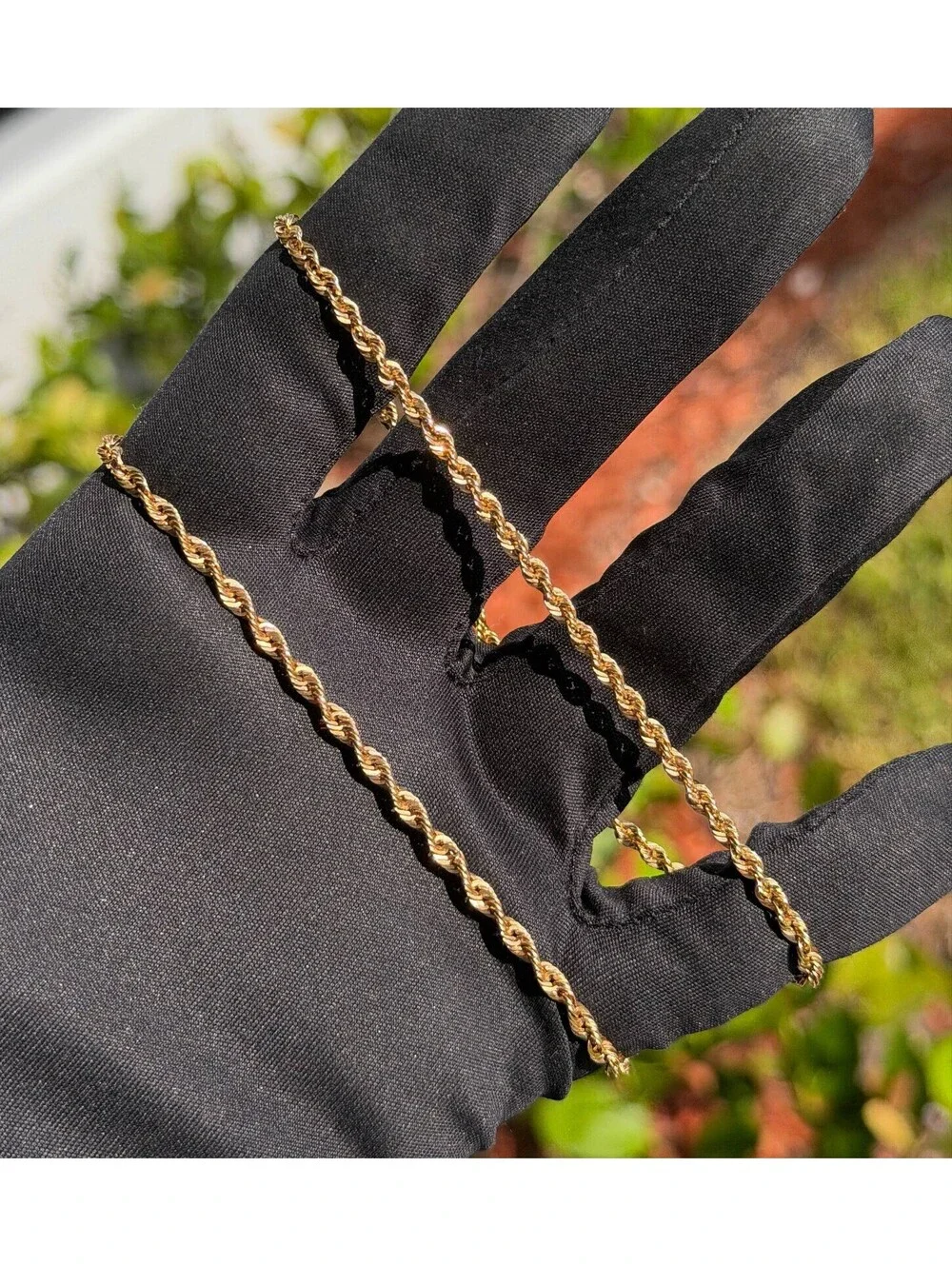 Jewelry 10k hollow yellow gold Rope necklace chain 18.00